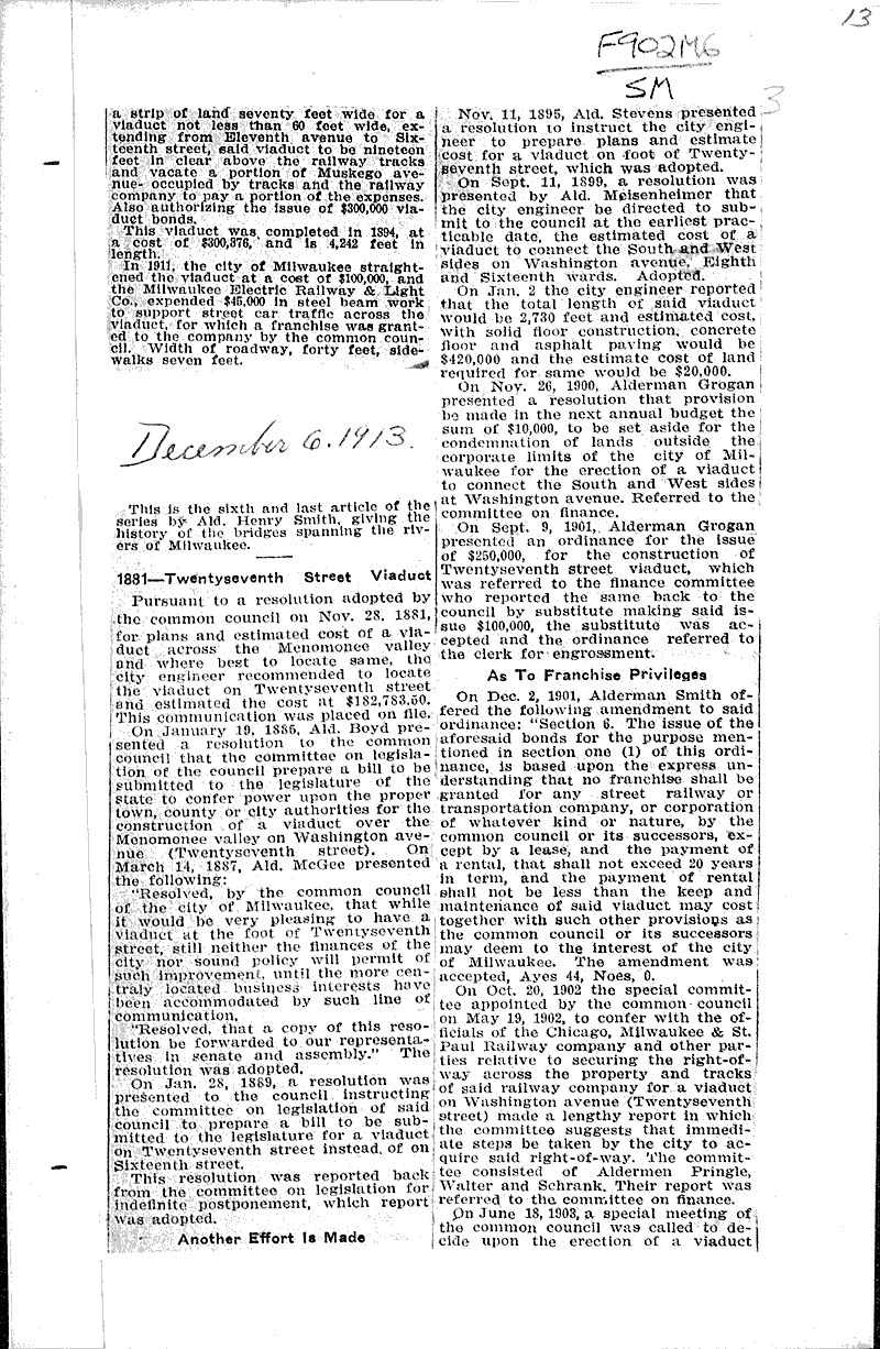  Source: Milwaukee Daily News Topics: Transportation Date: 1913-11-01