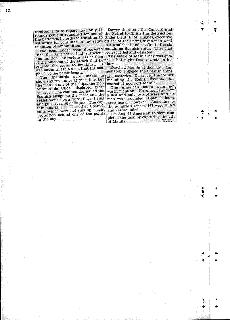 'You may fire when ready, Gridley' Newspaper Article/Clipping
