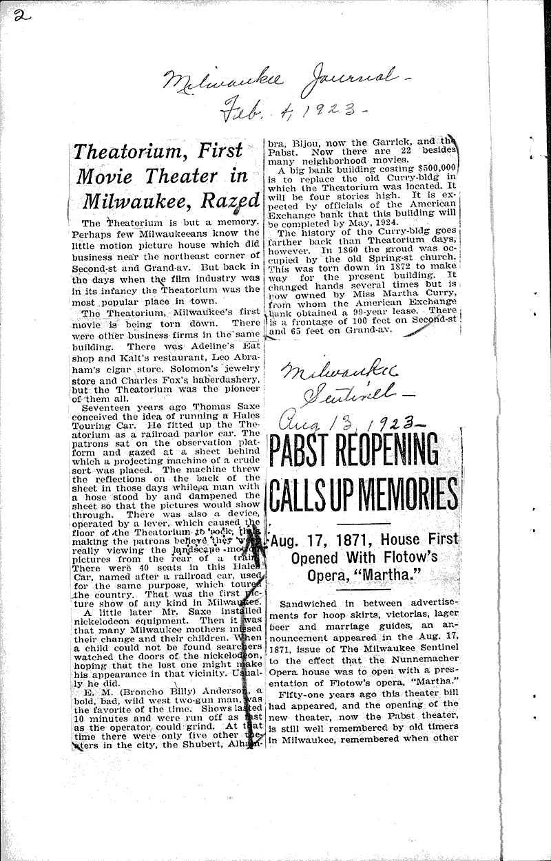  Source: Milwaukee Sentinel Topics: Art and Music Date: 1923-08-13