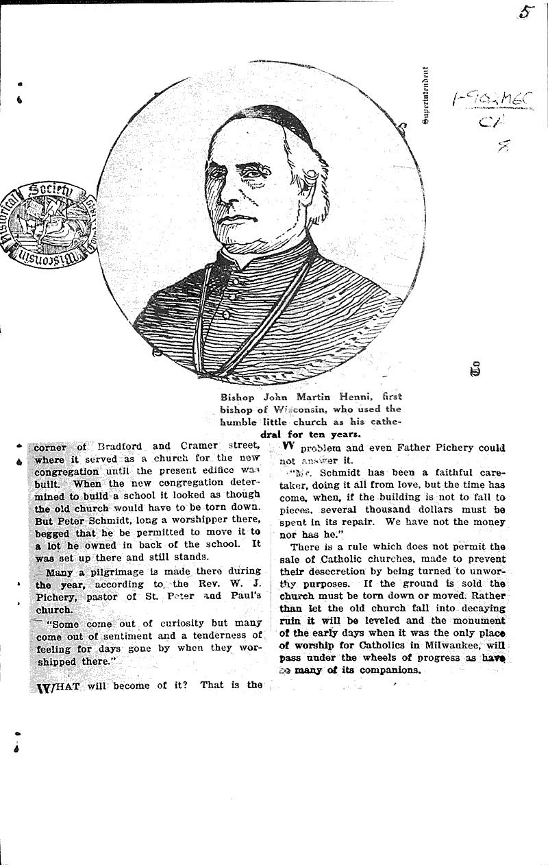  Source: Milwaukee Journal Topics: Church History Date: 1927-10-20
