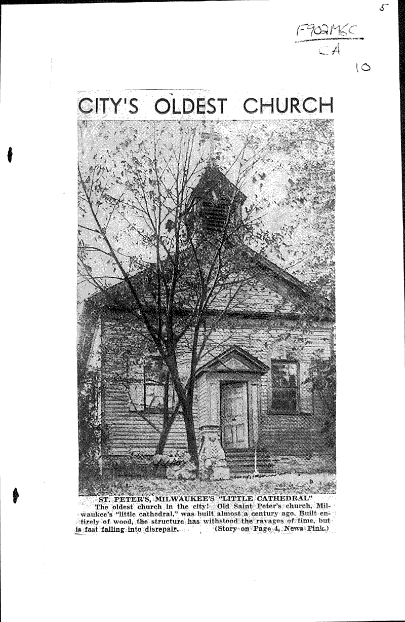  Source: Milwaukee Telegram Topics: Church History Date: 1922-04-23
