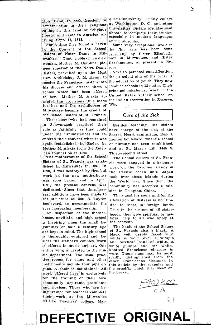  Source: Milwaukee Sentinel Topics: Church History Date: 1933-06-04