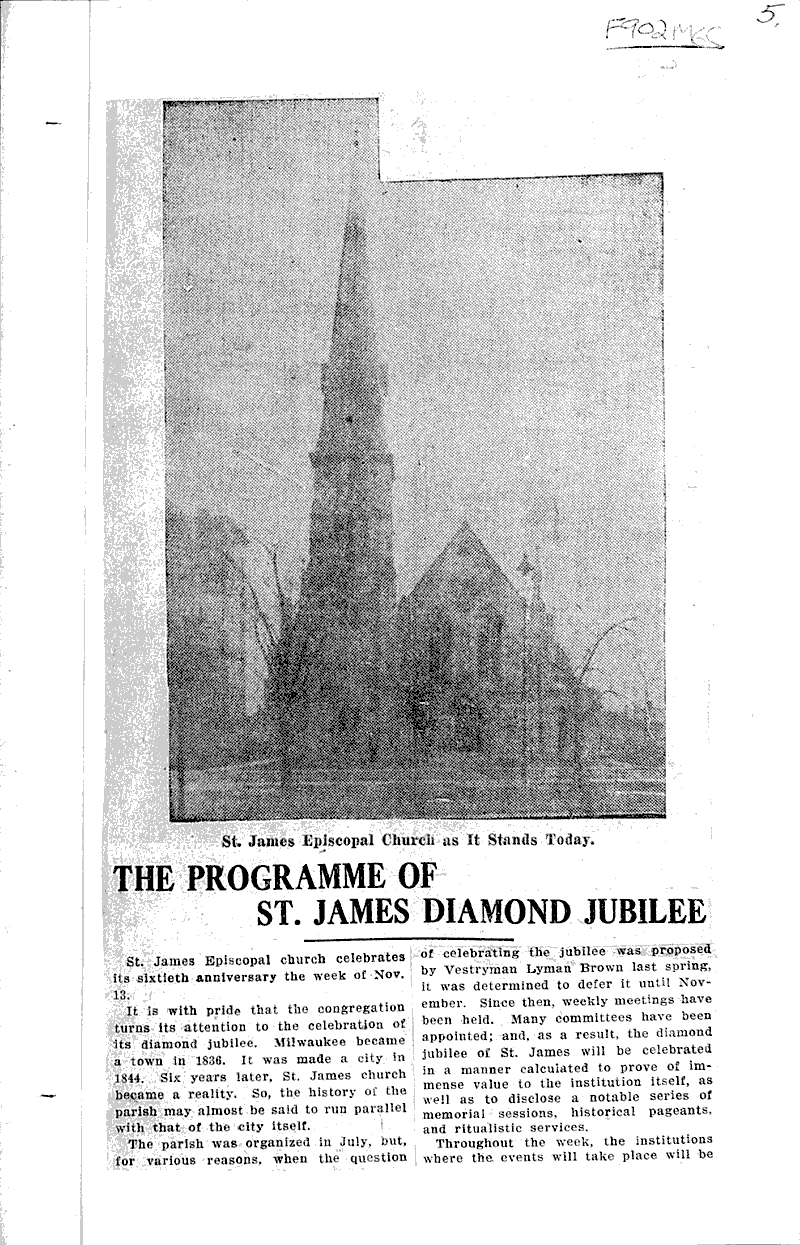  Source: Milwaukee Free Press Topics: Church History Date: 1910-11-06