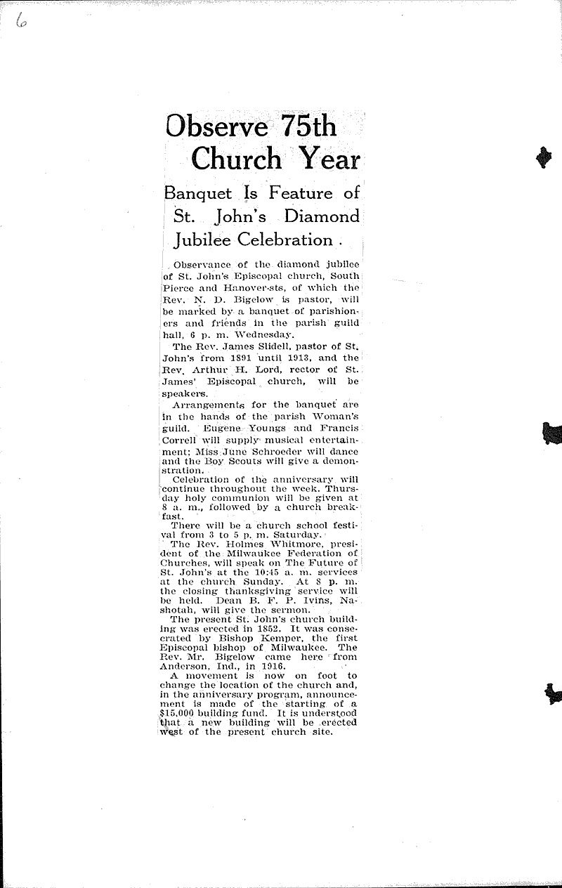  Source: Milwaukee Journal Topics: Church History Date: 1922-06-01