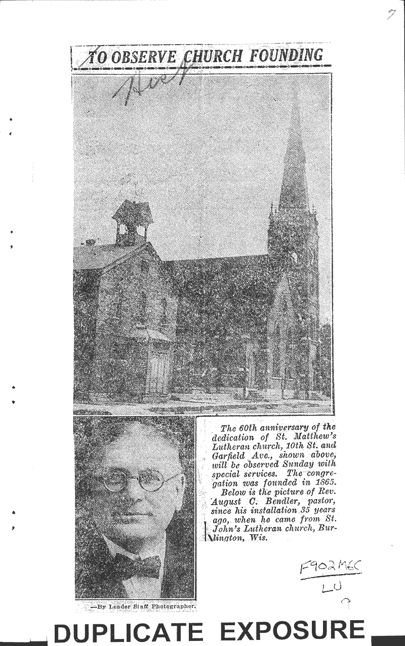  Source: Milwaukee Sentinel Topics: Church History Date: 1923-09-30