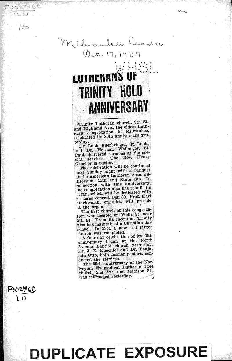  Source: Milwaukee Leader Topics: Church History Date: 1927-10-17