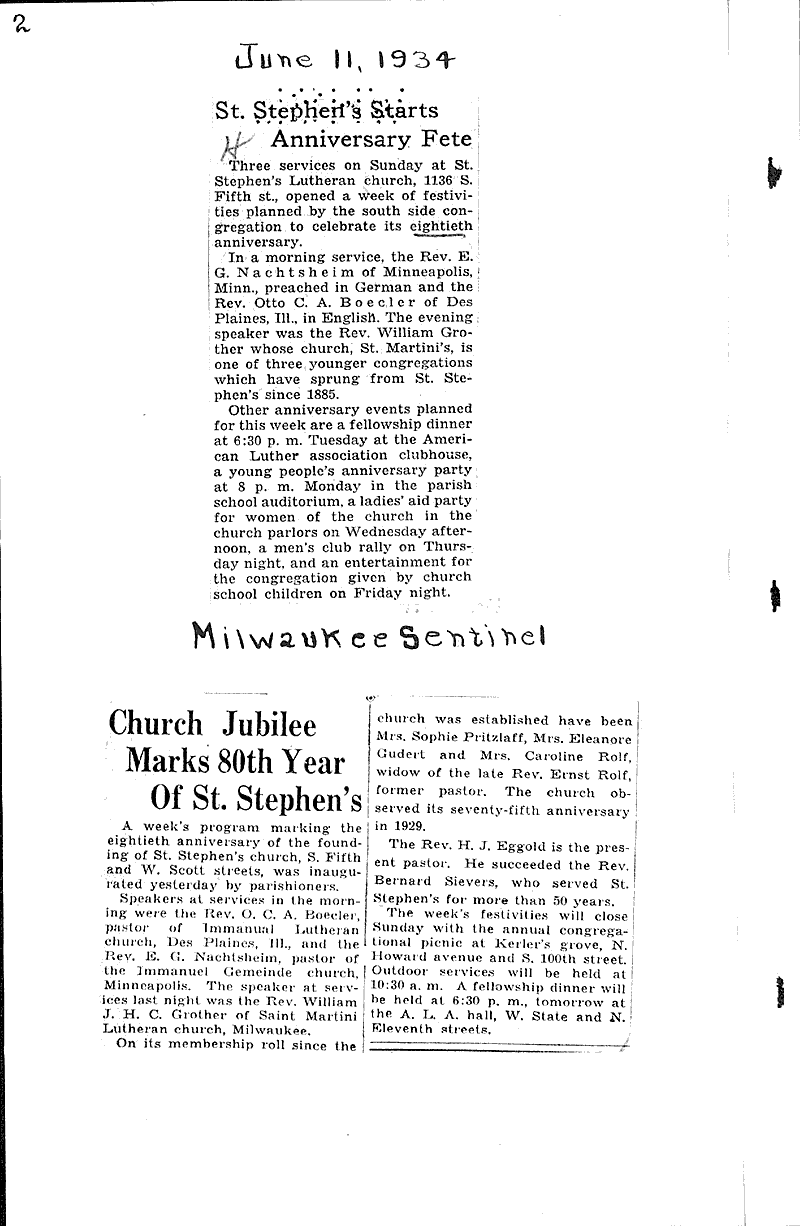 Source: Wisconsin News Topics: Church History Date: 1934-06-02