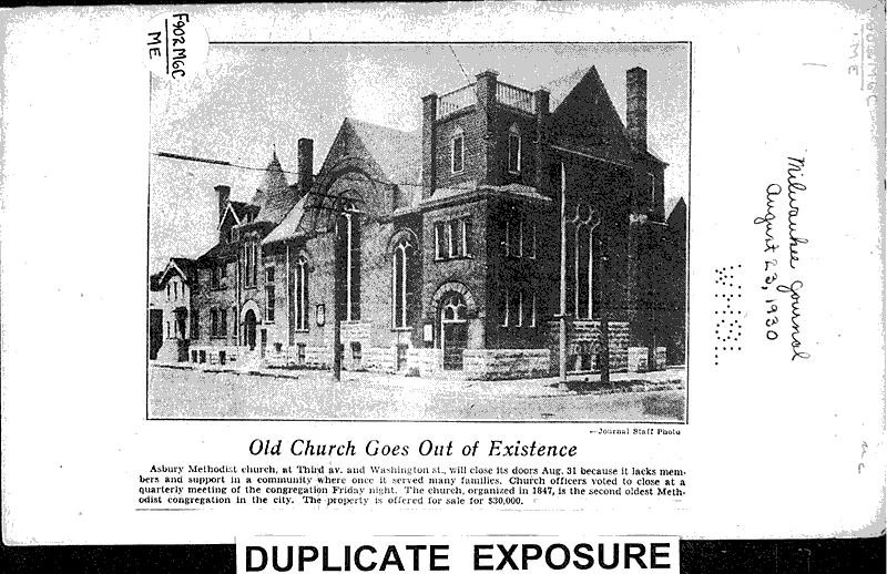  Source: Milwaukee Journal Topics: Church History Date: 1930-08-23