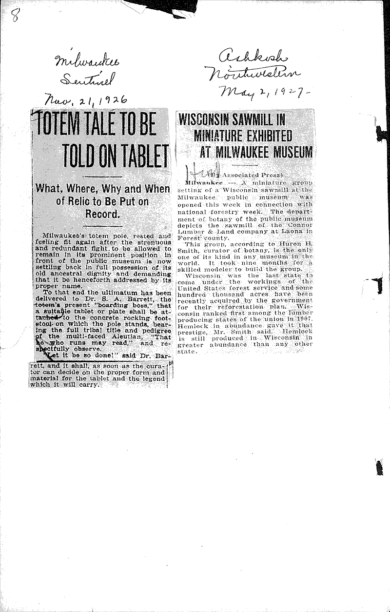  Source: Milwaukee Sentinel Topics: Education Date: 1926-11-21