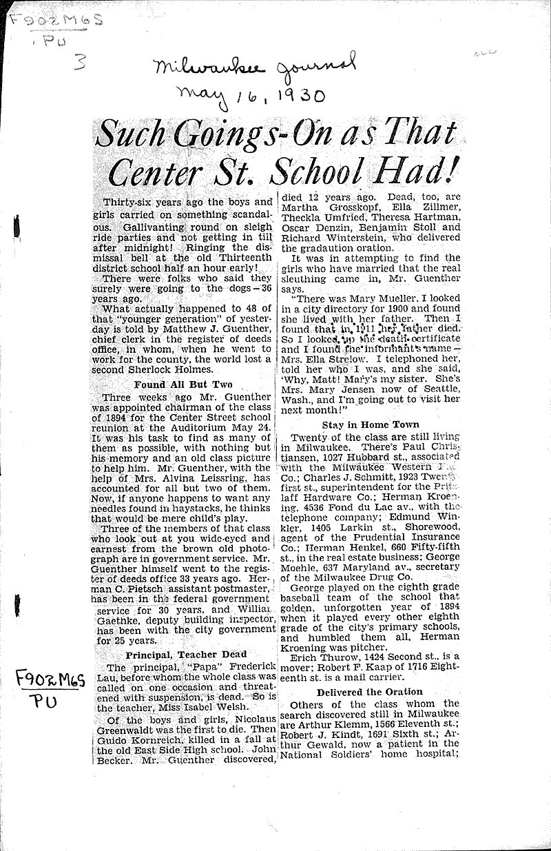  Source: Milwaukee Journal Topics: Education Date: 1930-05-16