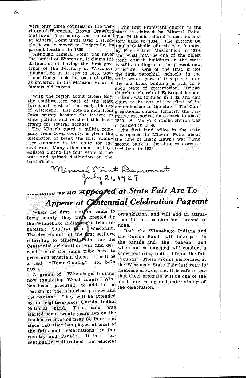  Source: Mineral Point Democrat Date: 1926-11-13