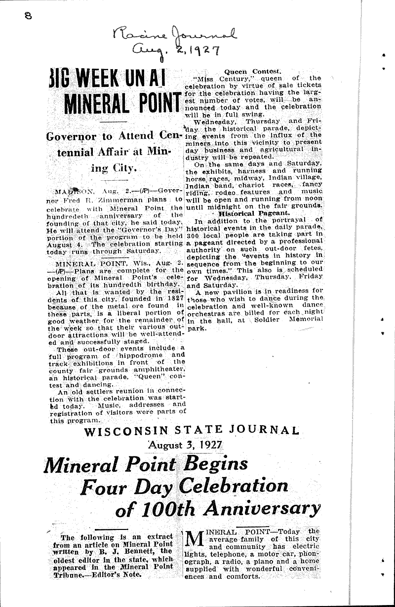  Source: Mineral Point Democrat Date: 1926-11-13