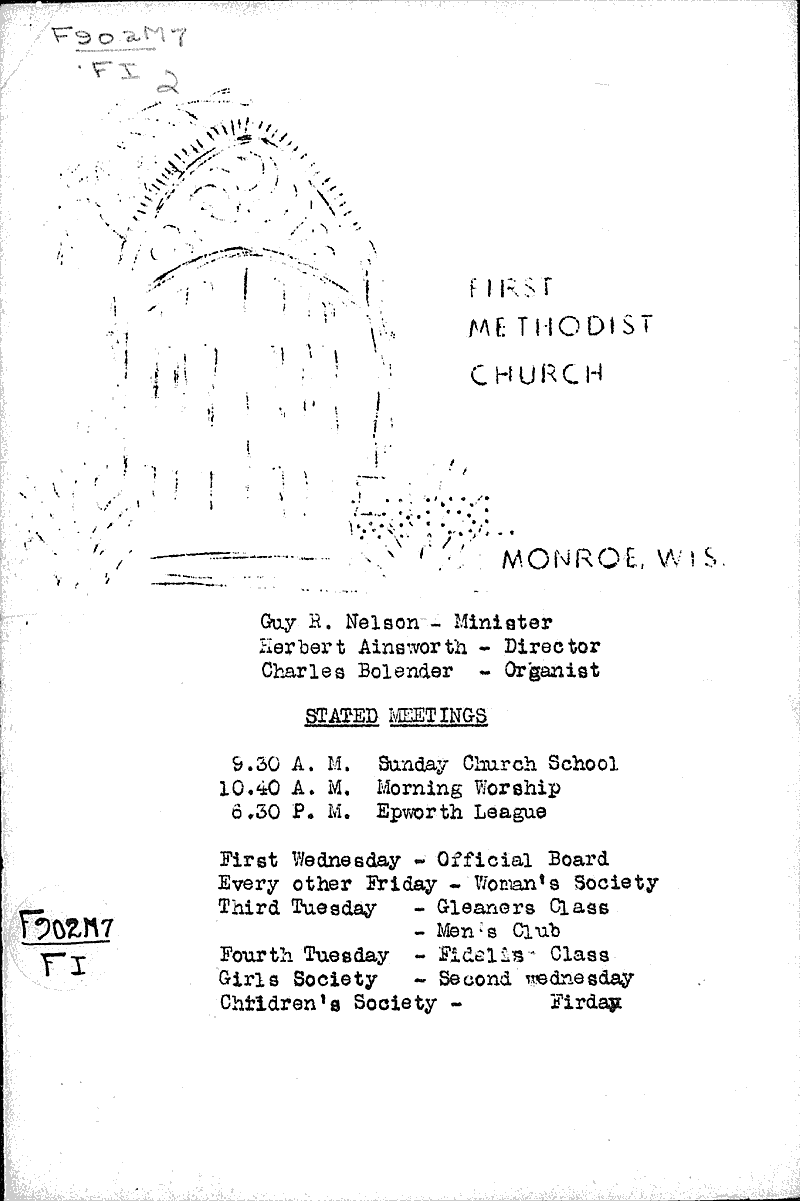  Source: Monroe Times Topics: Church History Date: 1917-07-23