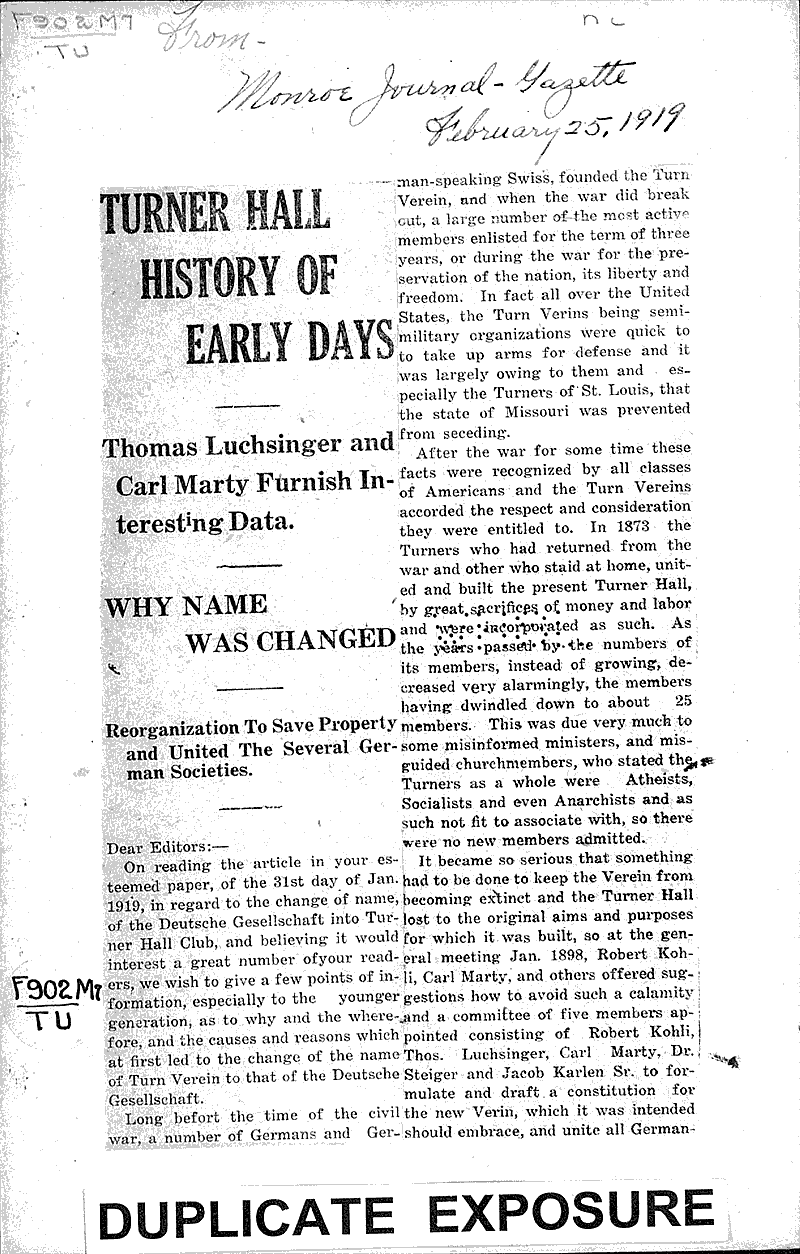  Source: Monroe Journal-Gazette Topics: Architecture Date: 1919-02-25