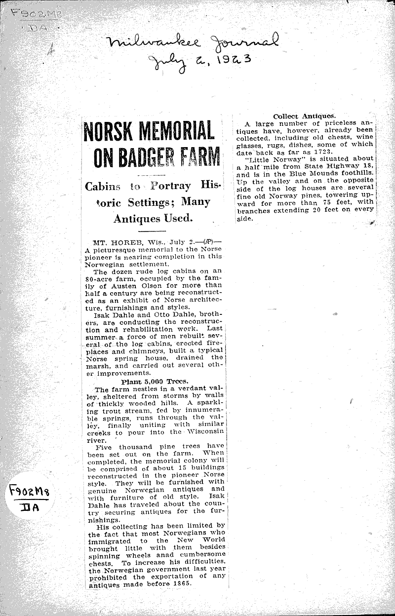  Source: Milwaukee Journal Topics: Architecture Date: 1923-07-02