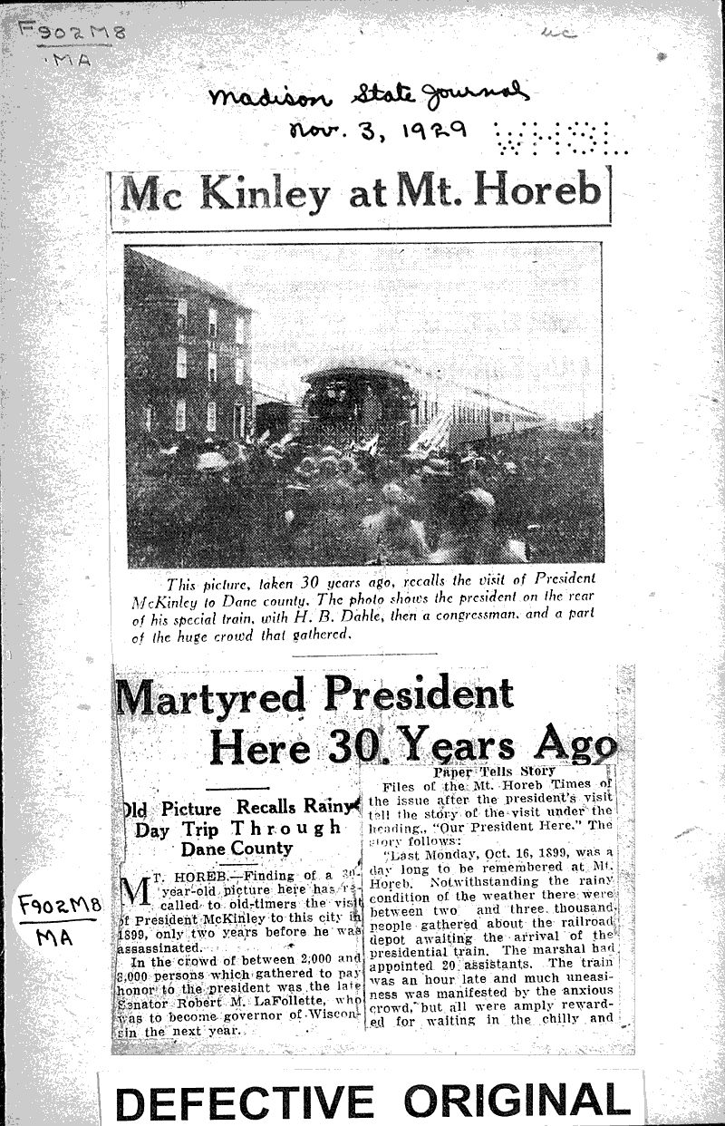  Source: Madison State Journal Topics: Government and Politics Date: 1929-11-03