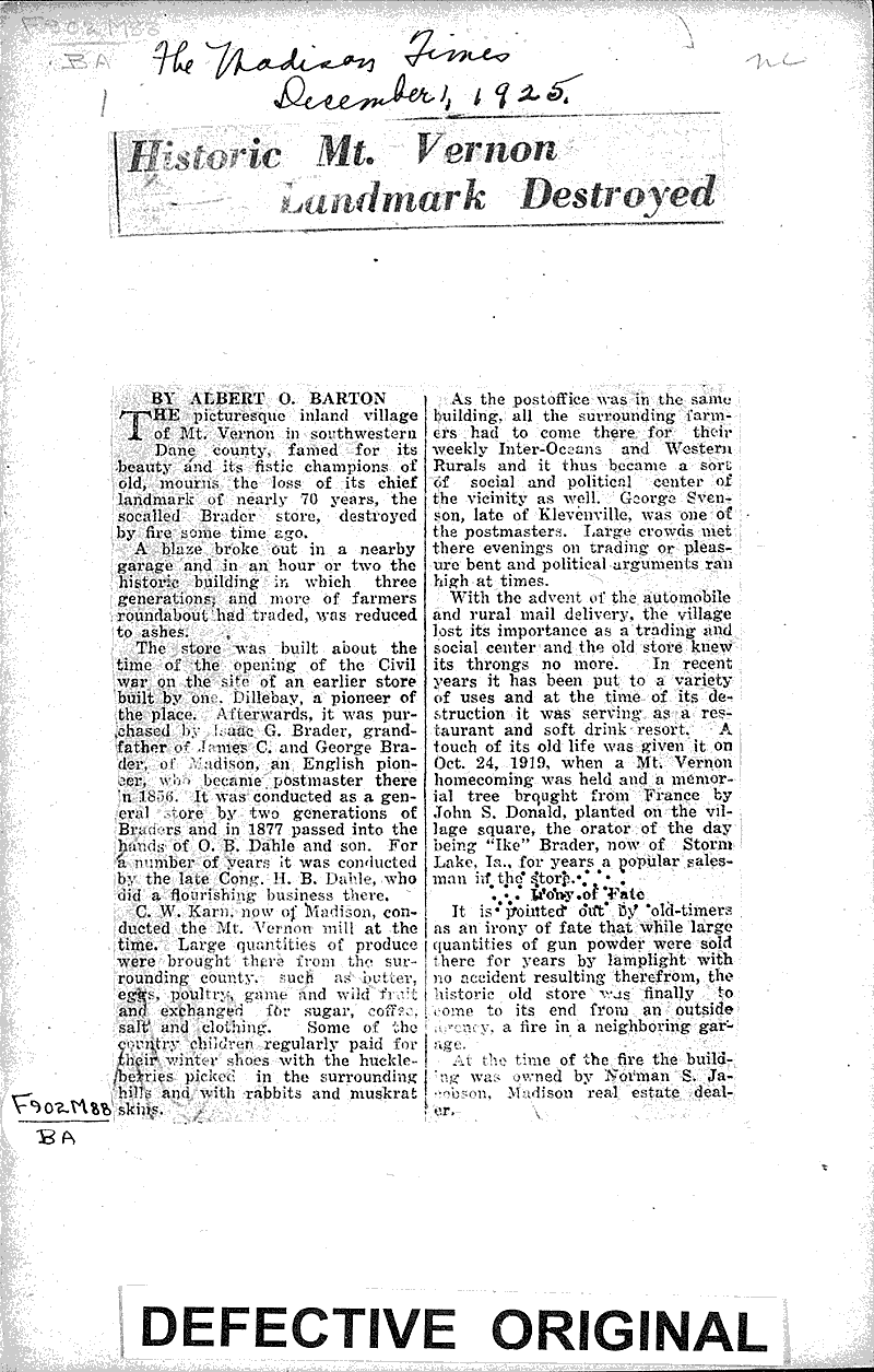  Source: Madison Times Topics: Architecture Date: 1925-12-01
