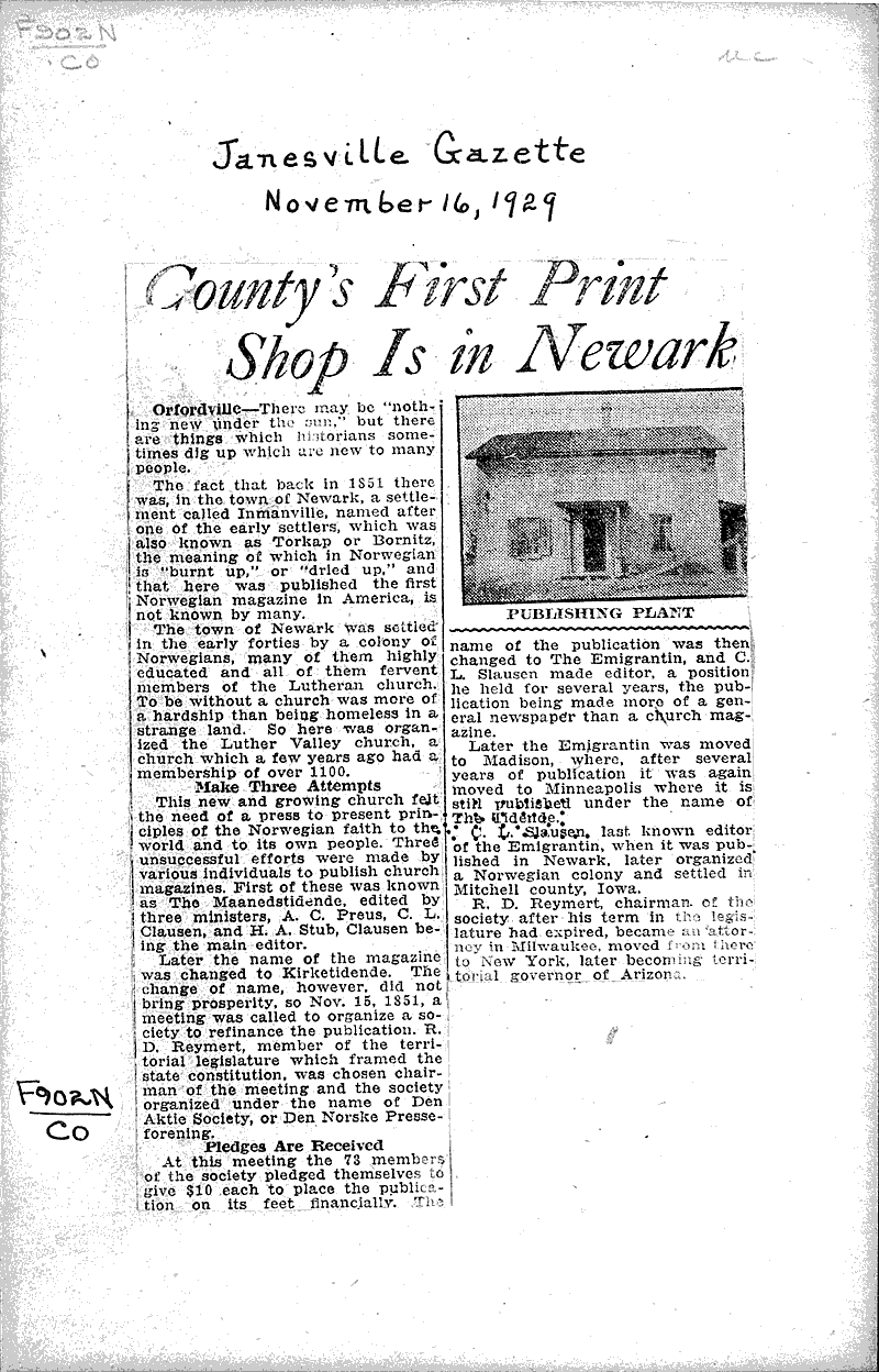  Source: Janesville Gazette Topics: Industry Date: 1929-11-16