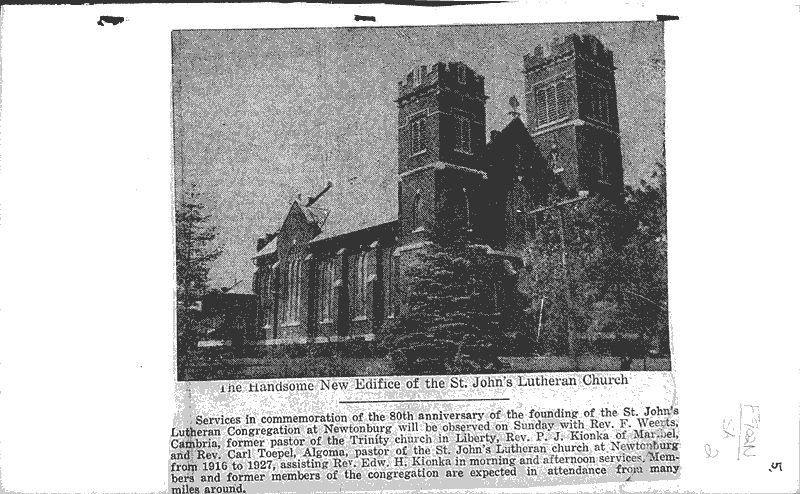 Plan program for 80th year at Newtonburg Source: Manitowoc Herald-News Topics: Immigrants Date: 1931-08-26