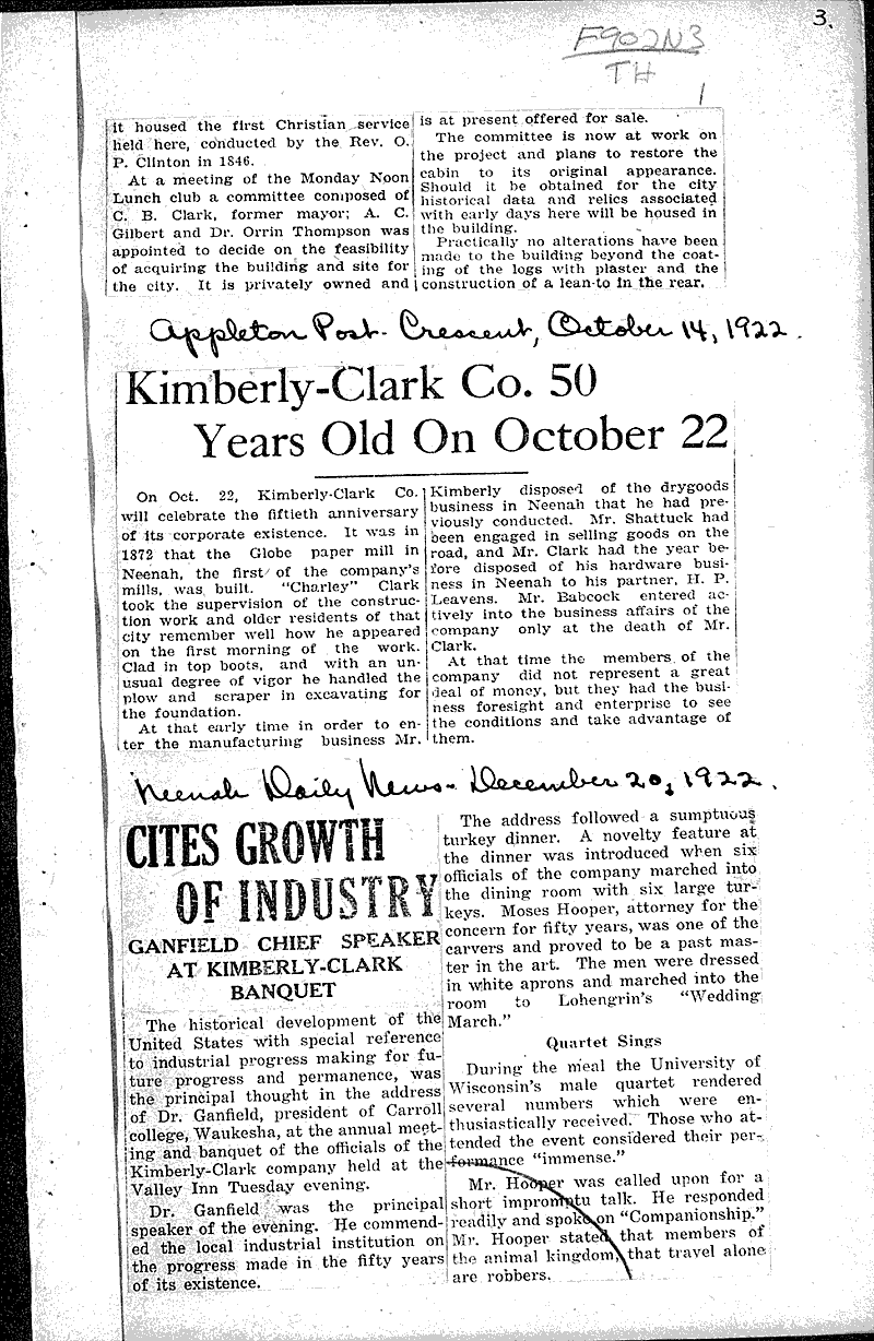  Source: Appleton Post-Crescent Topics: Industry Date: 1922-10-14