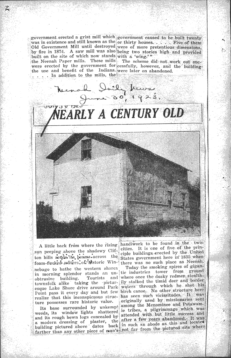 Source: Neenah Daily News Topics: Architecture Date: 1923-06-25