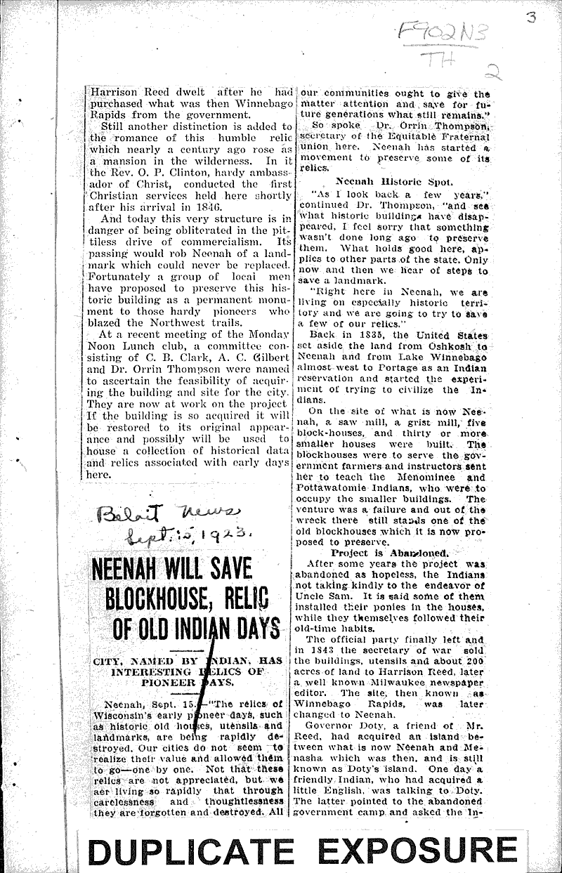  Source: Neenah Daily News Topics: Architecture Date: 1923-06-25