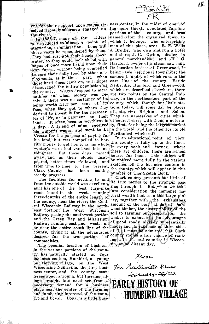  Source: Neillsville Press Date: 1925-02-26