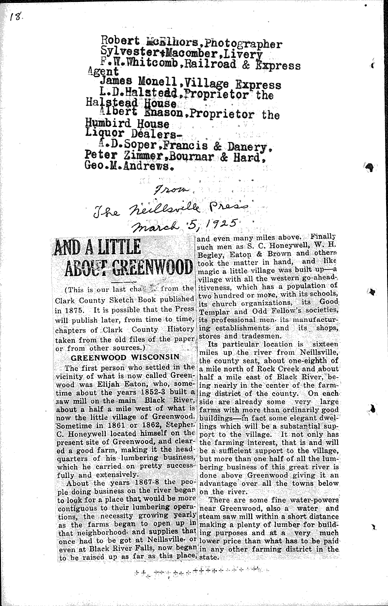  Source: Neillsville Press Date: 1925-03-05