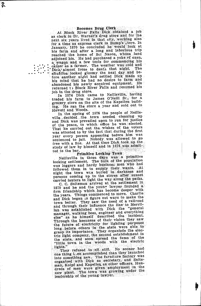 The story of a Wisconsin community Newspaper Article/Clipping