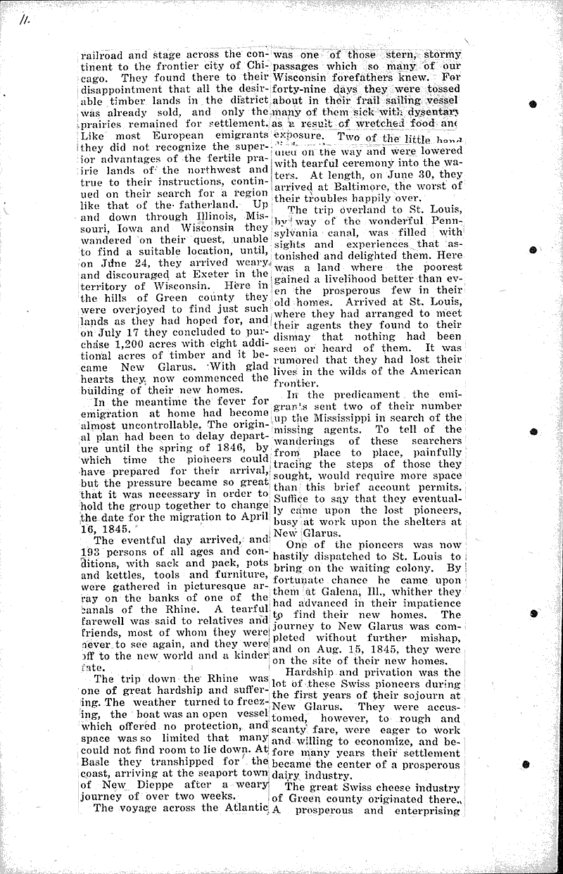 They story of New Glarus Newspaper Article/Clipping Wisconsin