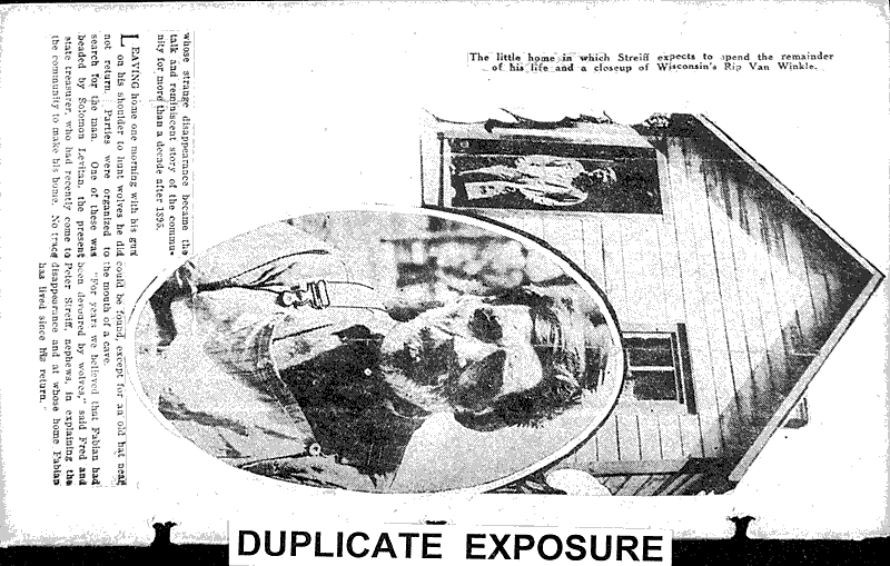 Rip Van Winkle in real life Newspaper Article/Clipping Wisconsin