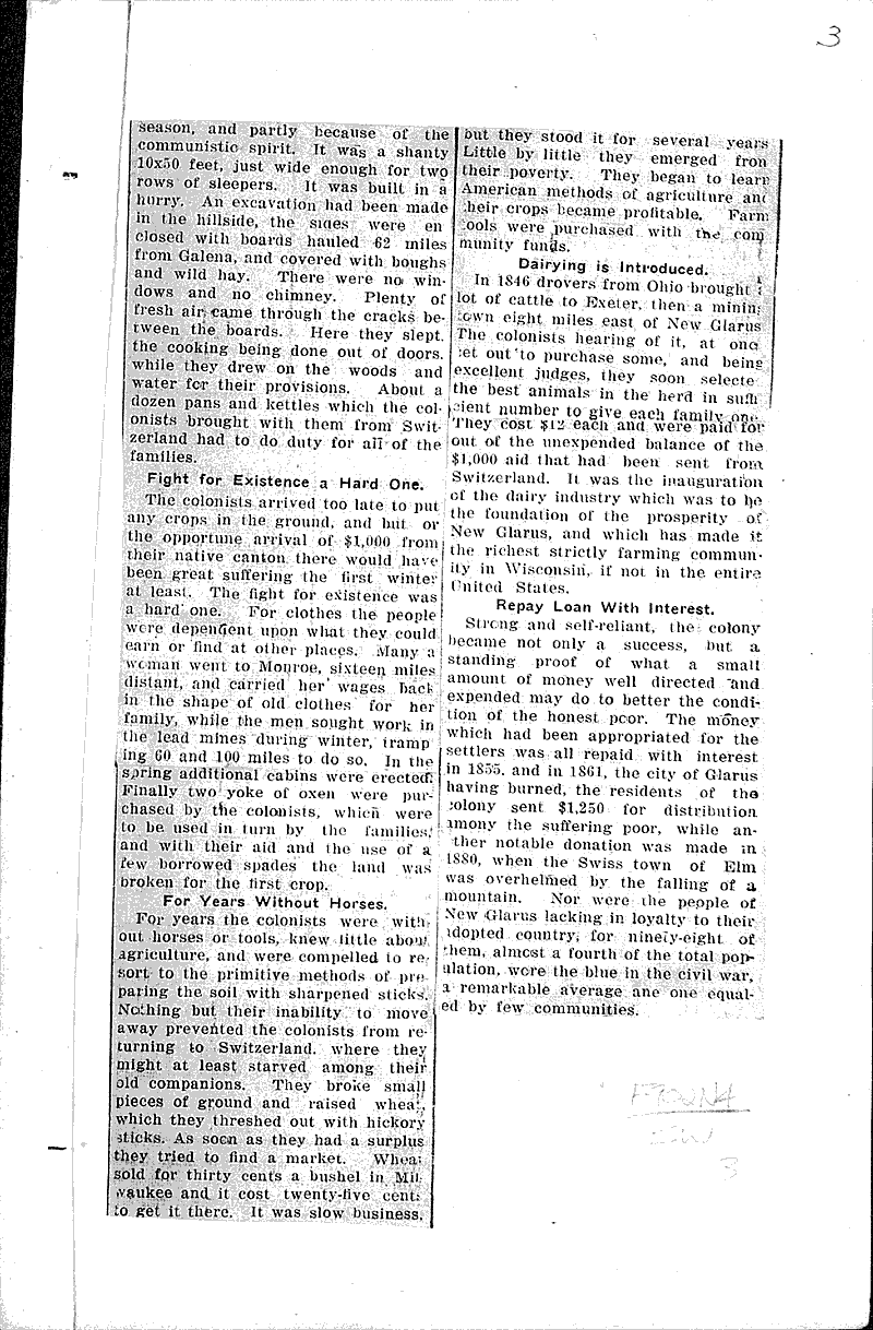 Swiss colony at New Glarus tomorrow celebrates its seventieth