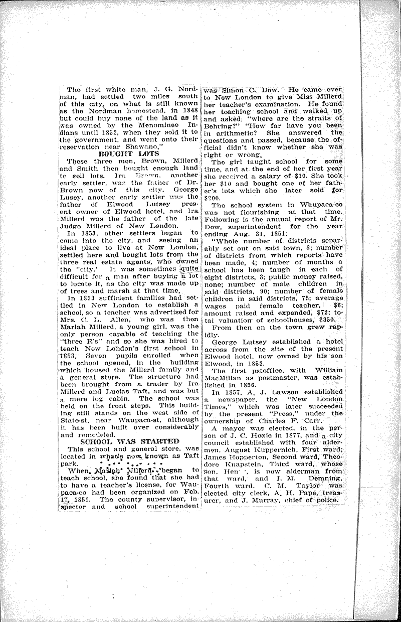 New London was founded by three real estate men Newspaper Article