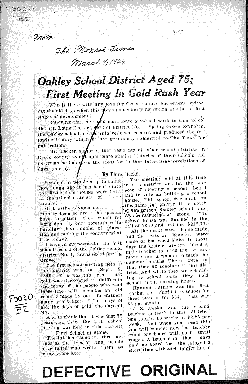  Source: Monroe Times Topics: Education Date: 1924-03-04