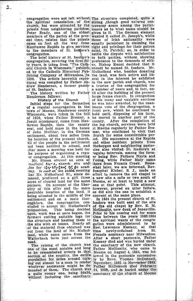  Source: Manitowoc Herald Topics: Church History Date: 1925-07-16