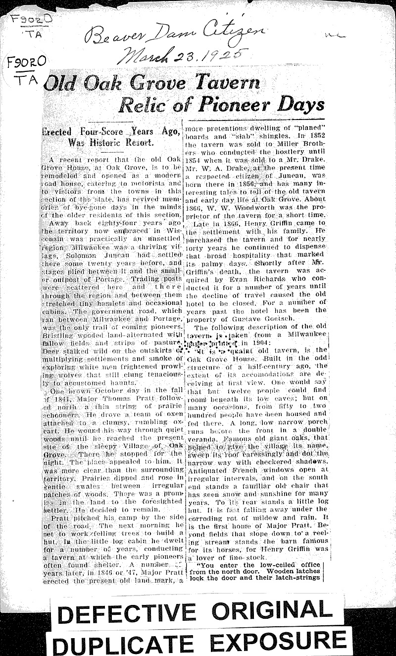  Source: Beaver Dam Citizen Topics: Architecture Date: 1925-03-22