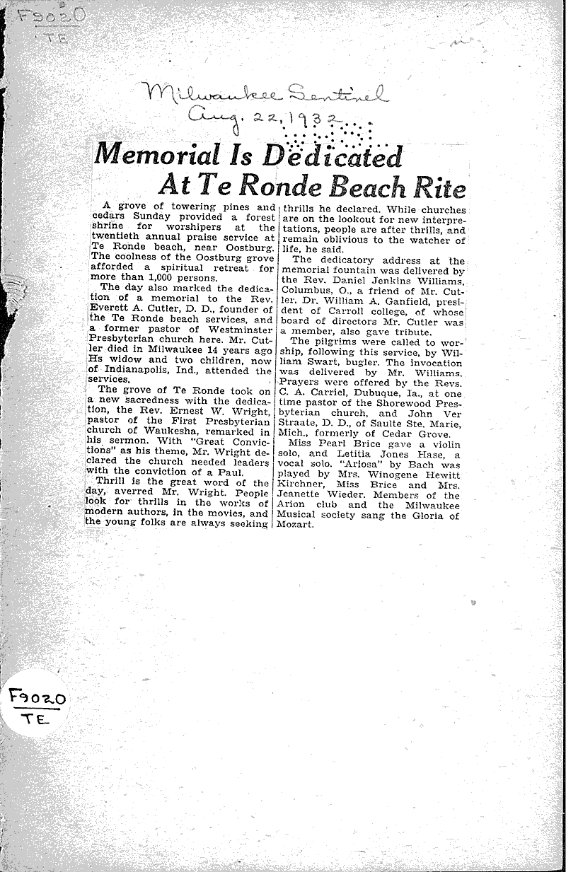  Source: Milwaukee Sentinel Topics: Architecture Date: 1932-08-22