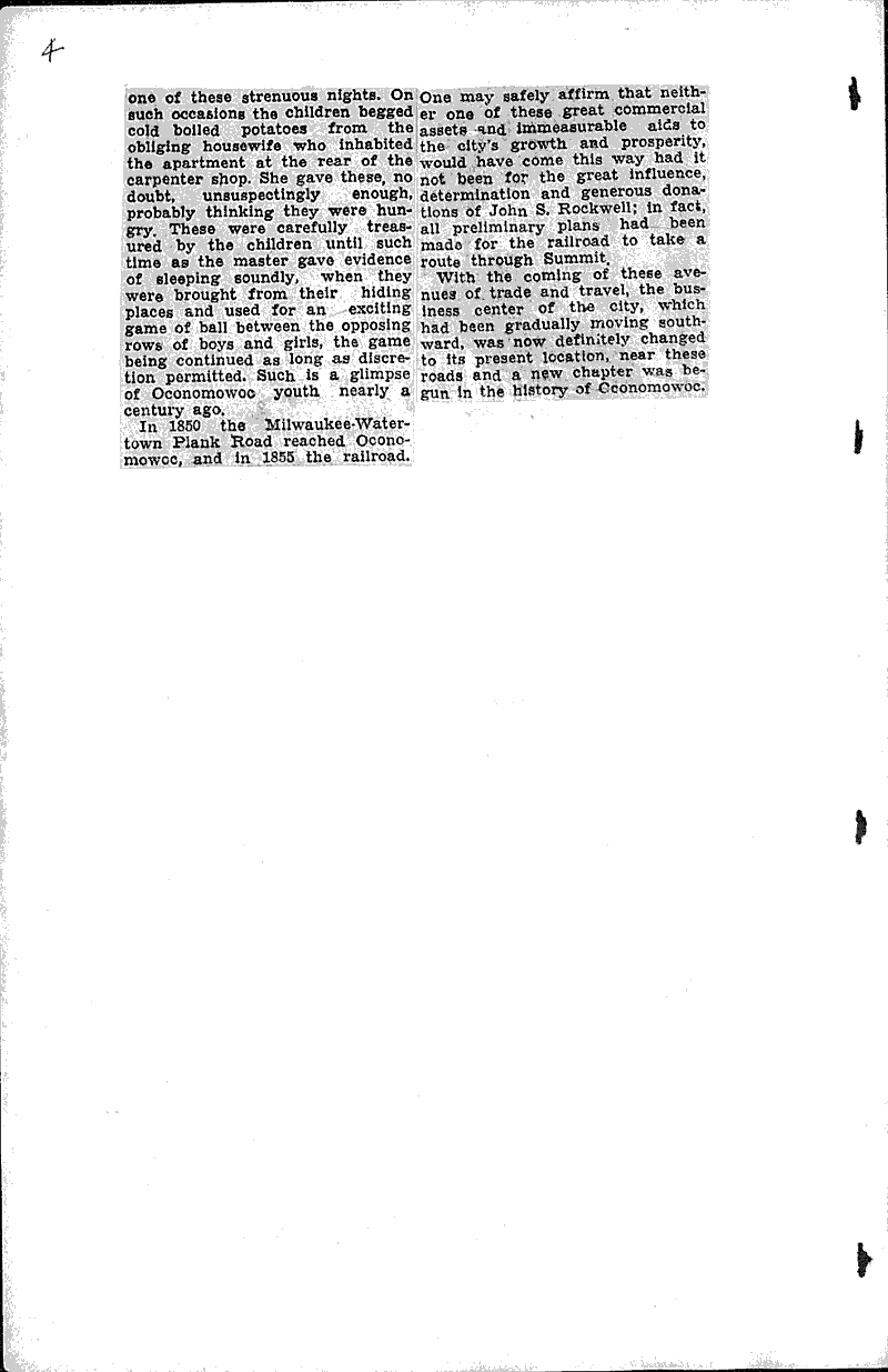 May Woodruff describes early days among oconomowoc's first settlers Newspaper Article/Clipping