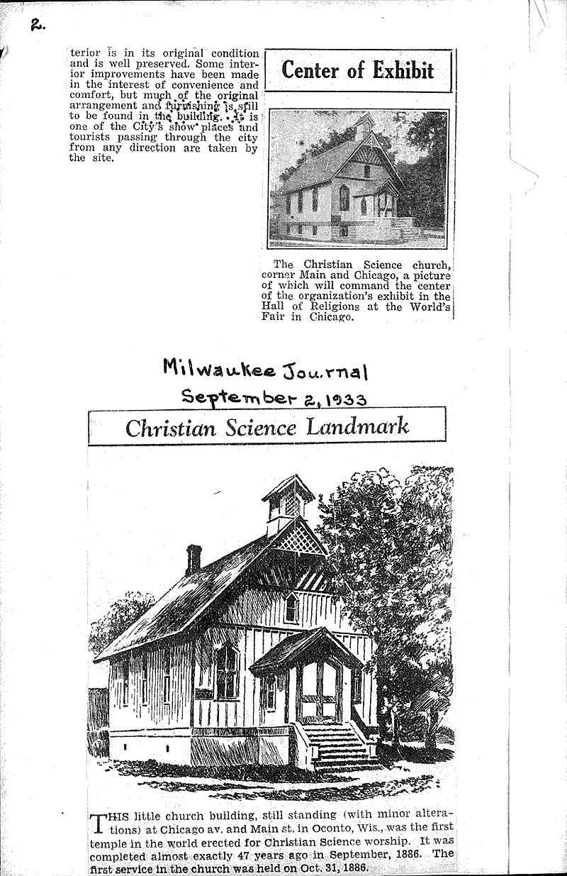  Source: Sheboygan Press Topics: Church History Date: 1927-03-21