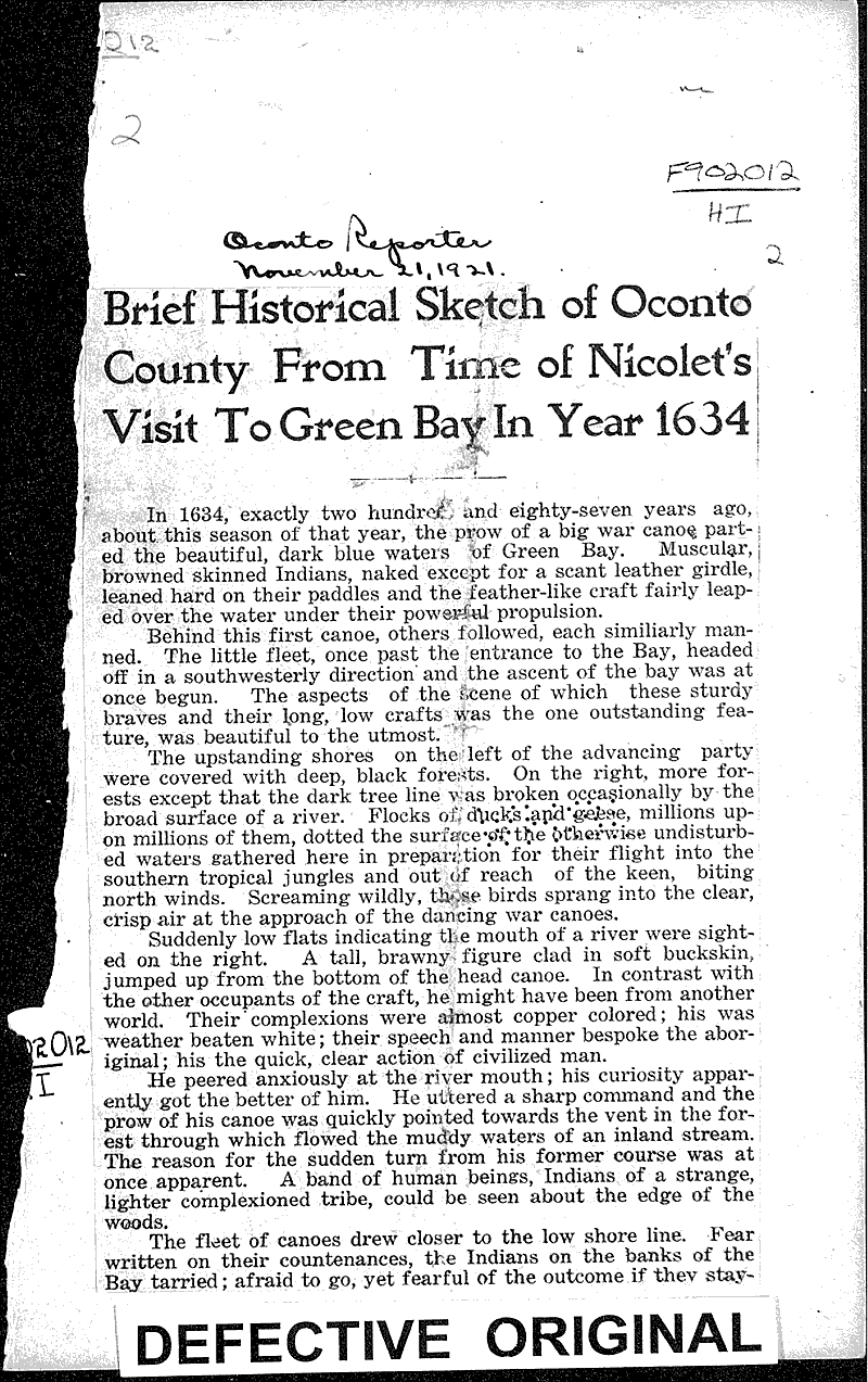  Source: Oconto Reporter Date: 1921-11-21