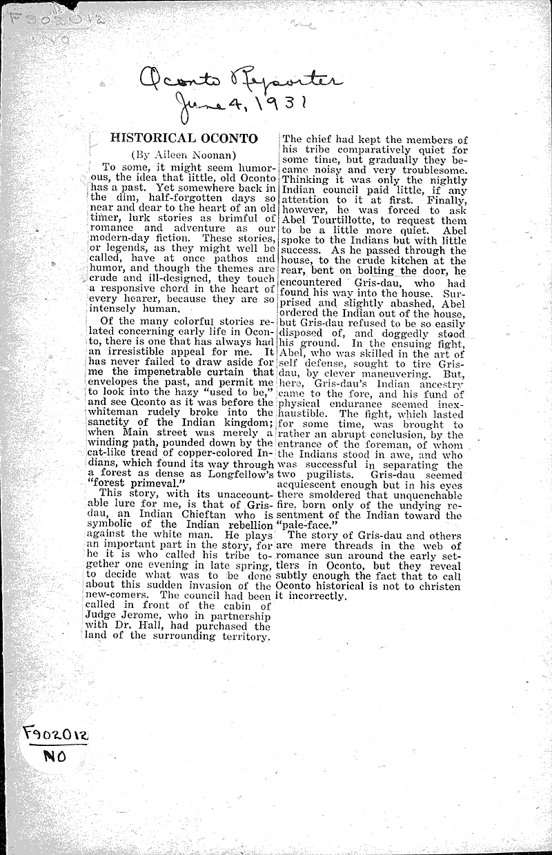  Source: Oconto Reporter Date: 1931-06-04