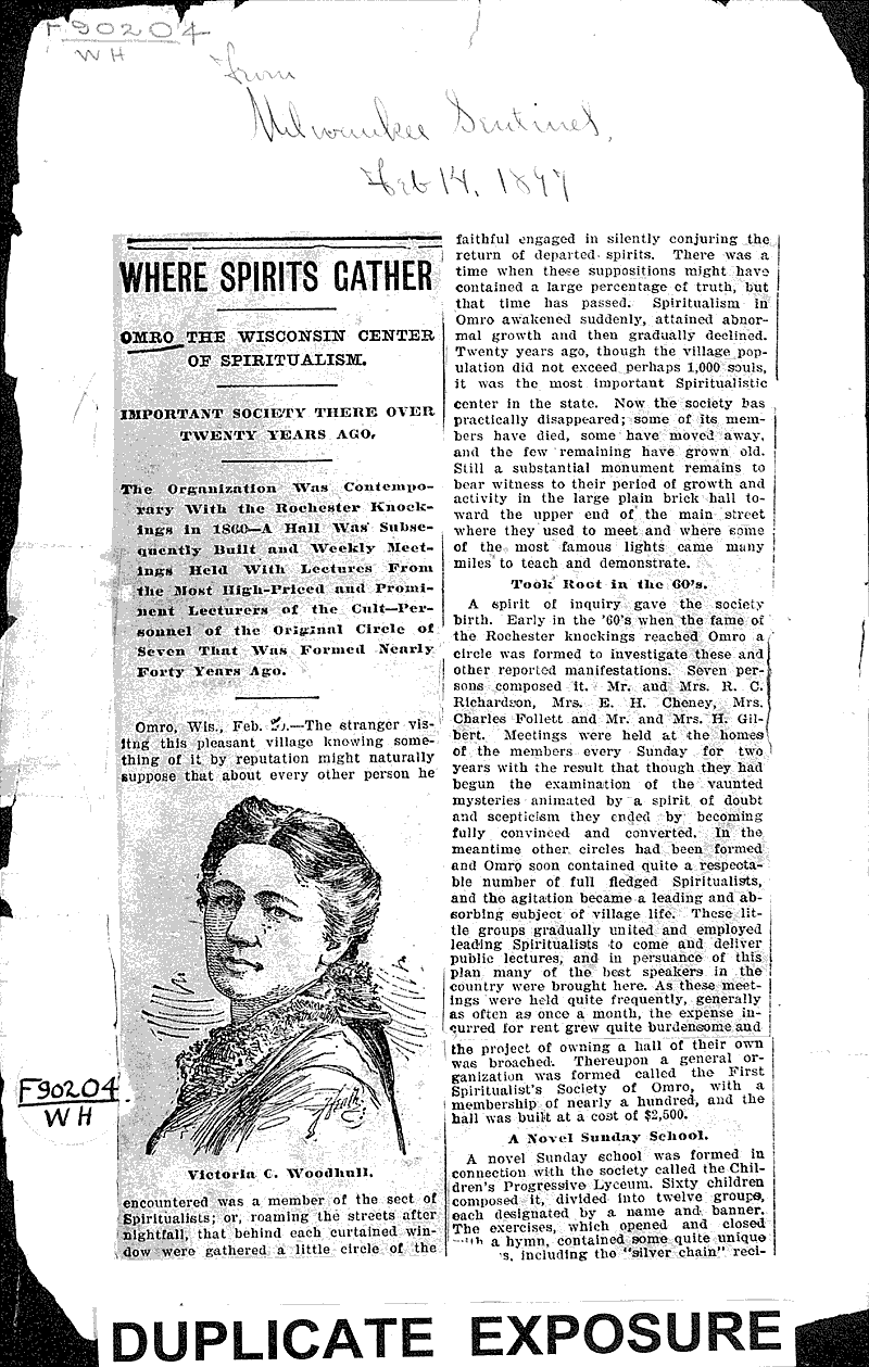  Source: Milwaukee Sentinel Topics: Social and Political Movements Date: 1899-02-14