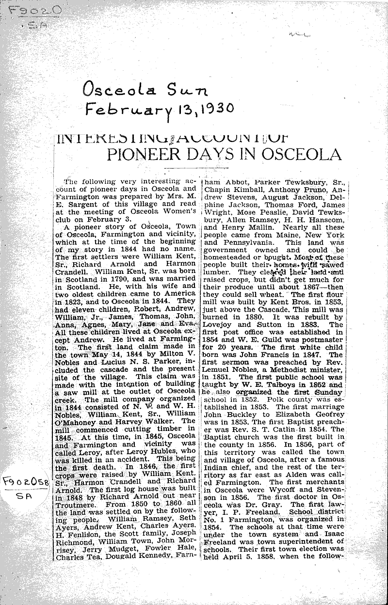  Source: Osceola Sun Date: 1930-02-13