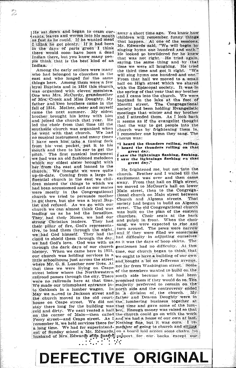  Source: Oshkosh Northwestern Topics: Church History Date: 1919-01-25