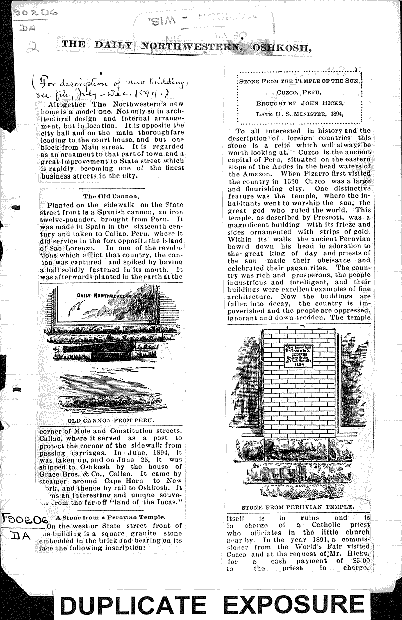  Source: Oshkosh Daily Northwestern Topics: Architecture Date: 1894-11-24