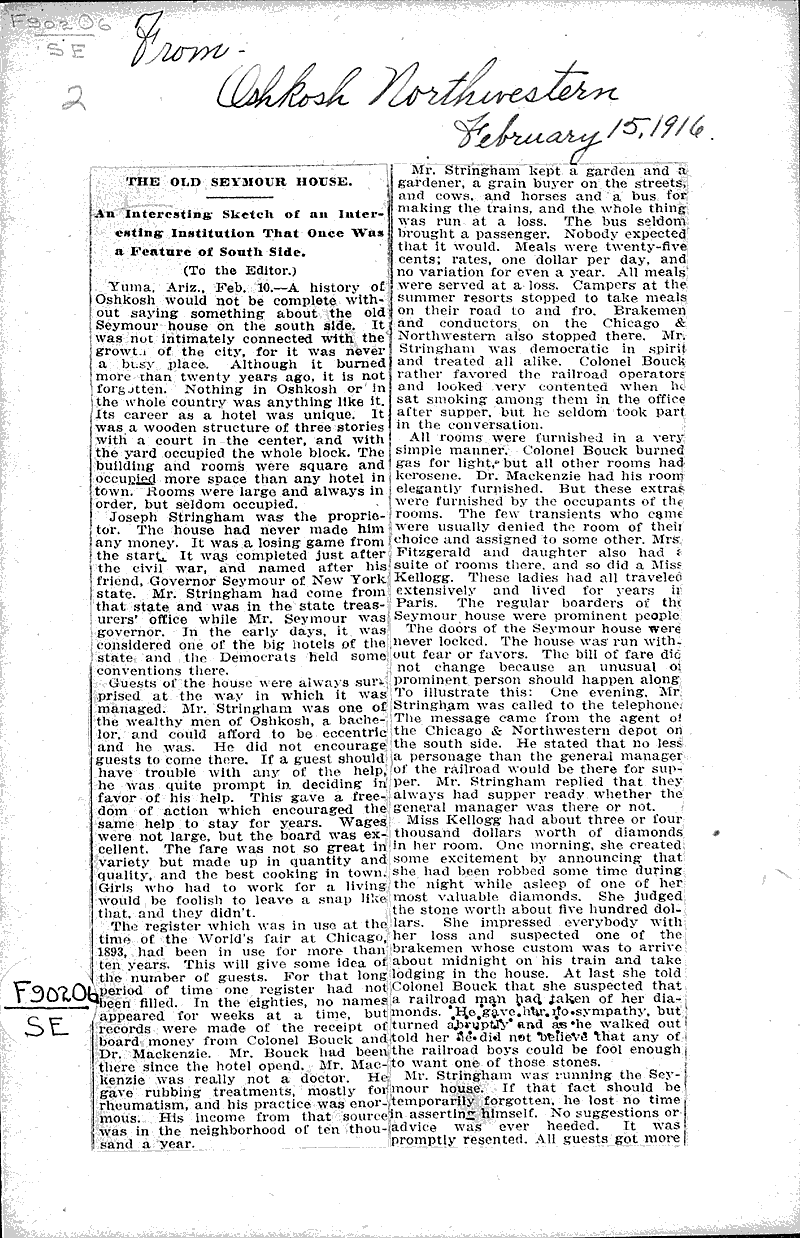  Source: Oshkosh Northwestern Topics: Architecture Date: 1916-02-15