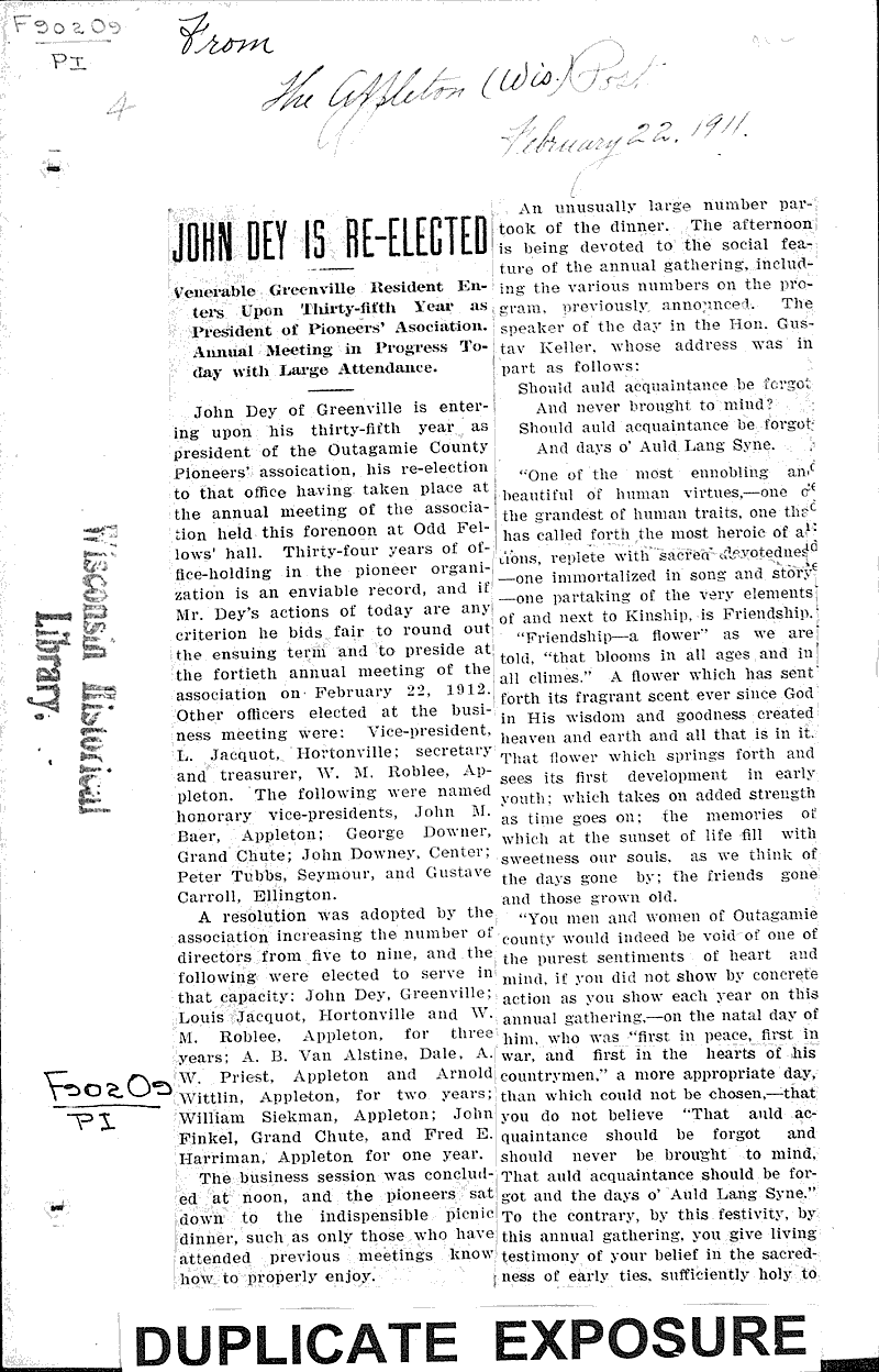  Source: Appleton Daily Post Topics: Social and Political Movements Date: 1911-02-22