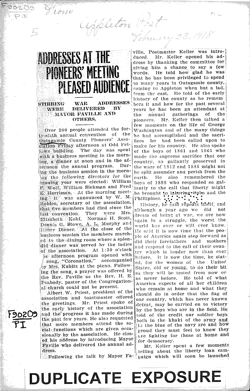  Source: Appleton Daily Post Topics: Social and Political Movements Date: 1918-02-28