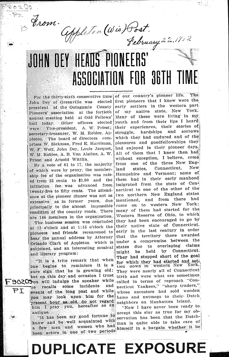  Source: Appleton Daily Post Topics: Social and Political Movements Date: 1912-02-22