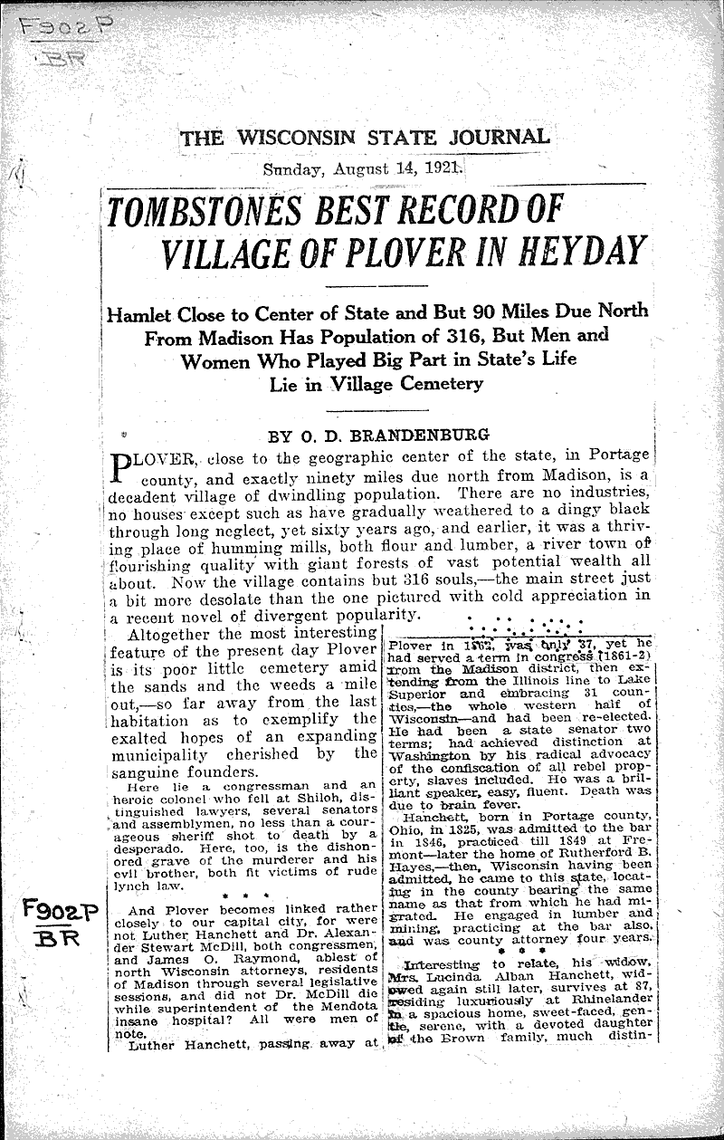 Source: Wisconsin State Journal Date: 1921-08-14